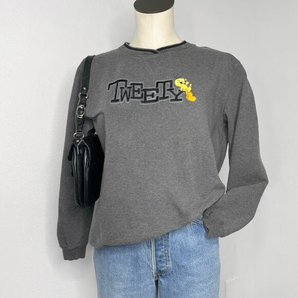 Vintage Y2K Tweedy Bird Looney Tunes Crewneck Sweatshirt Gray Size Medium - Picture 1 of 7